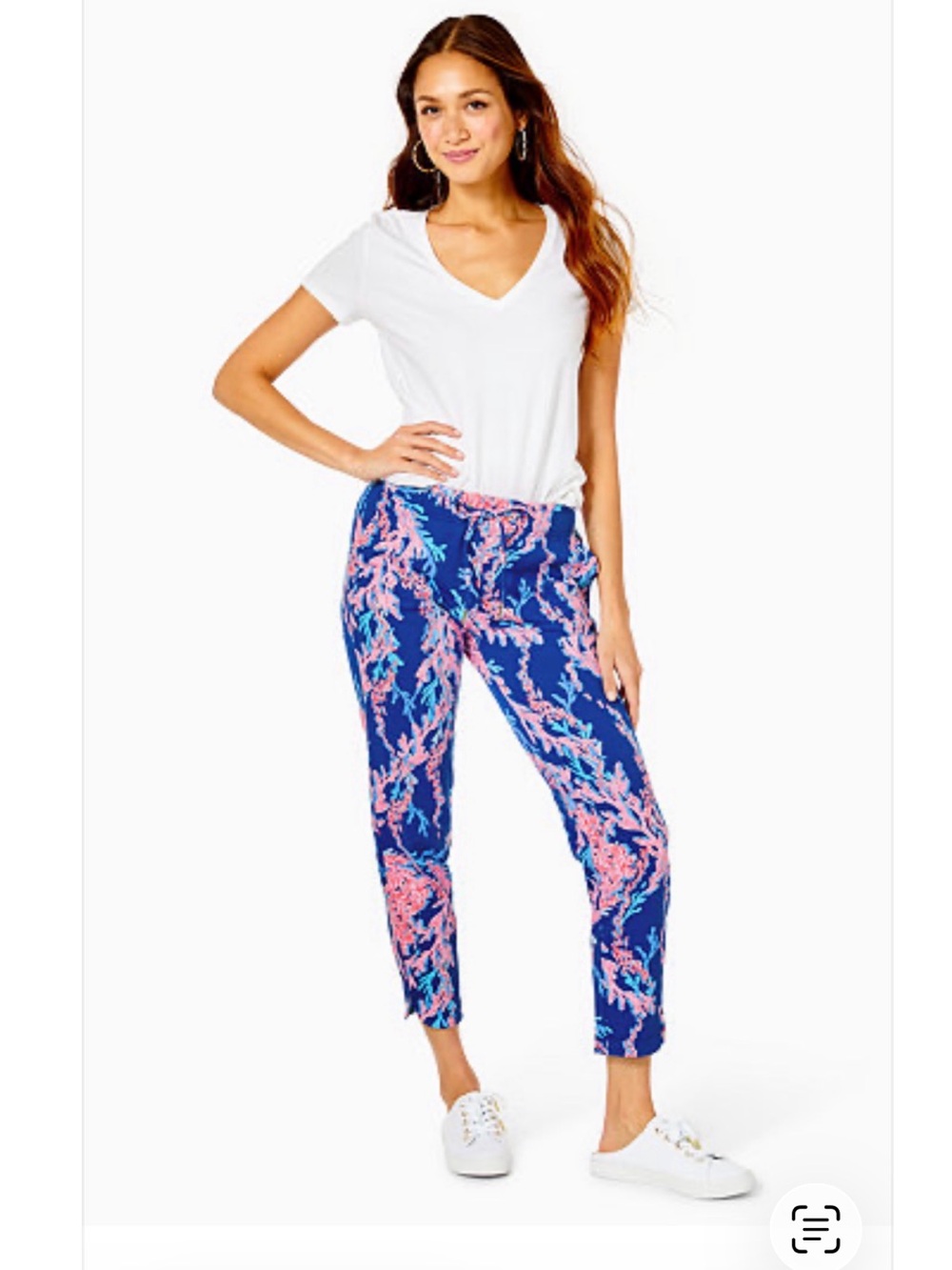 Lilly Pulitzer Blue & Pink Coral-Print Ankle Pants
